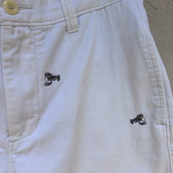 J. Crew Lobster Crustacean Embroidered White Chino Shorts Size 32 - Picture 4 of 4